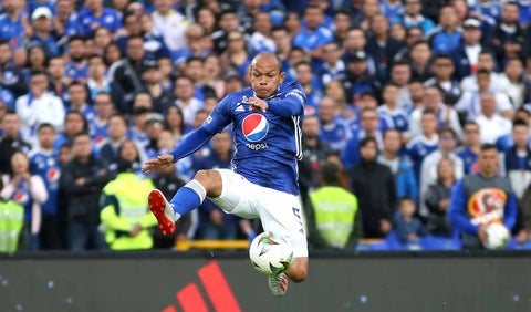 Juan David Pérez en el partido donde Millonarios venció al Deportivo Pasto