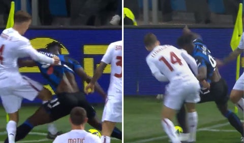 Jugada de Duván Zapata contra la Roma