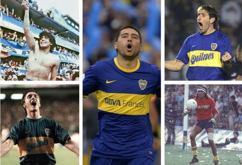 Los jugadores históricos de Boca Juniors.