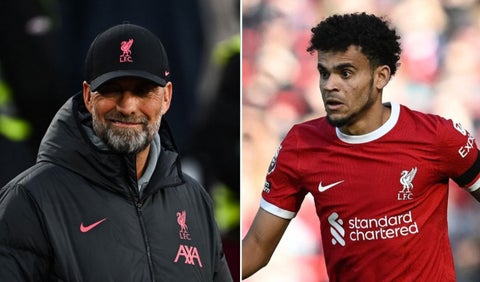 Jürgen Klopp y Luis Díaz con Liverpool