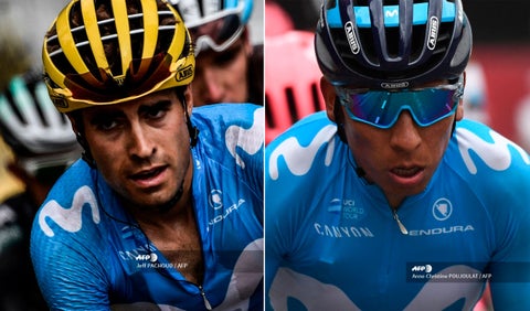 Míkel Landa y Nairo Quintana, corredores del Movistar