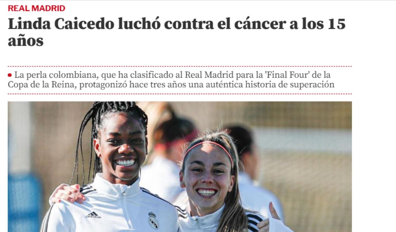 Linda Caicedo, error de Mundo Deportivo