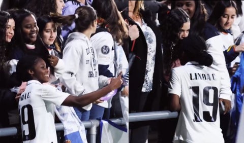 Linda Caicedo y su novia celebrando después del derbi