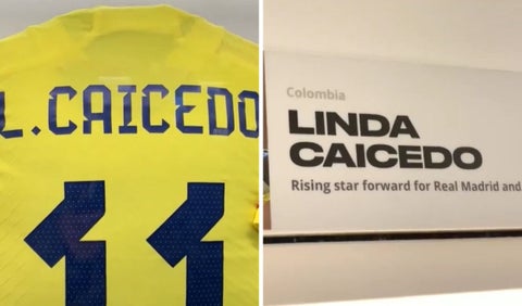 Linda Caicedo en el museo de la FIFA