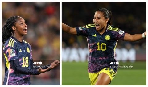 Linda Caicedo y Leicy Santos con la Selección Colombia de Mayores en el Mundial de Australia y Nueva Zelanda