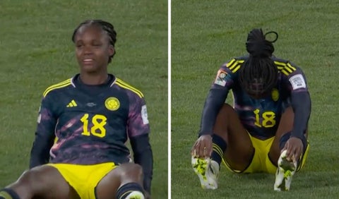 Linda Caicedo llorando tras eliminación del Mundial Femenino