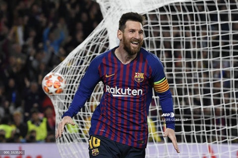 Lionel Messi celebrando el segundo gol de Barcelona ante Liverpool.