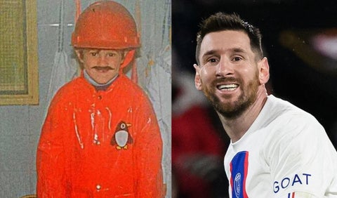 Lionel Messi y su foto de la niñez disfrazado de bombero
