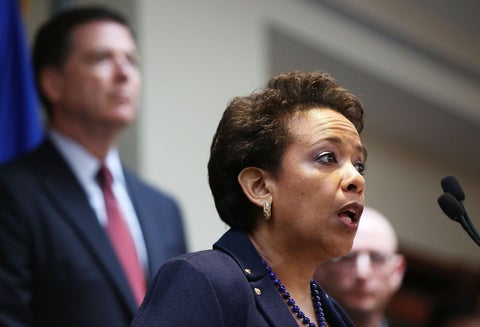 Loretta E. Lynch, el 27 de mayo de 2015, día del anuncio de cargos por el Fifagate