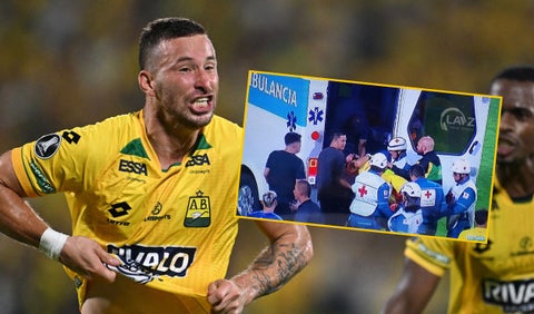 Golpe de Luciano Pons en el partido Bucaramanga vs Millonarios