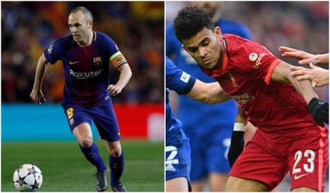 Andrés Iniesta y Luis Díaz