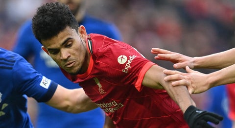 Luis Díaz en su debut como jugador del Liverpool