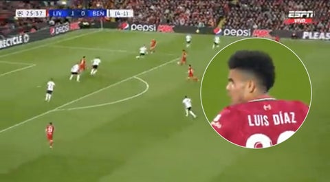 Luis Díaz, Liverpoll vs Benfica, Champions League