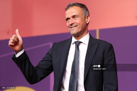 Luis Enrique en el sorteo de la Copa Mundial de Qatar 2022.
