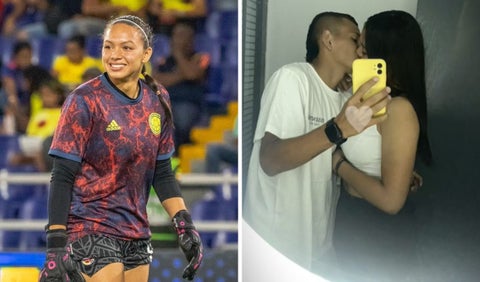 Luisa Agudelo, arquera de la selección Colombia, y su novio