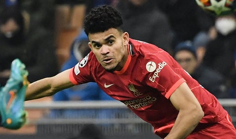 Luis Díaz en un partido de Liverpool en la Champions League