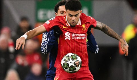 Luis Díaz con el Liverpool vs PSG en la Champions League