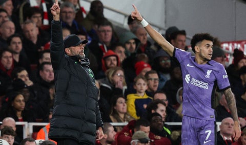 Luis Díaz y Jurgen Klopp - Liverpool