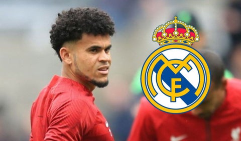Luis Díaz con escudo del Real Madrid