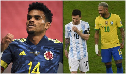 Luis Díaz, con Messi y Neymar