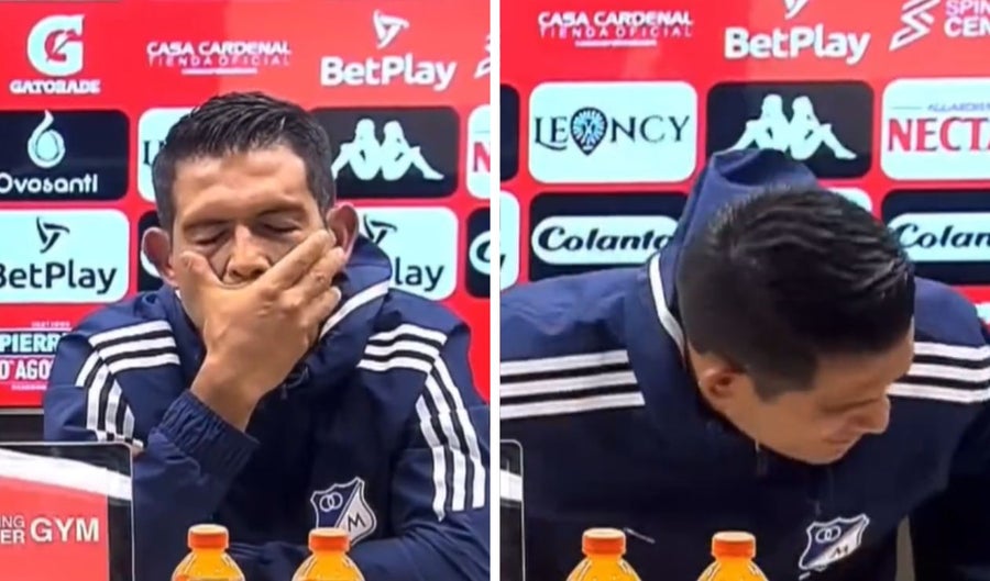 Mackalister Silva en rueda de prensa tras Santa Fe vs Millonarios