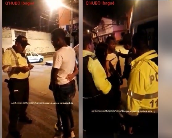 Momento en que los uniformados requieren al exjugador del Deportes Tolima.