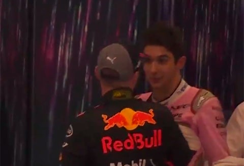 Max Verstappen y Esteban Ocon culminado el Gran Premio de Brasil, en Interlagos (Sao Paulo)