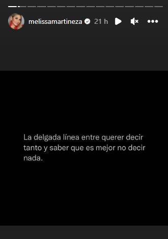 Mensaje de Melissa Martínez en Instagram