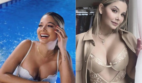 Melissa Martínez en lencería dorada