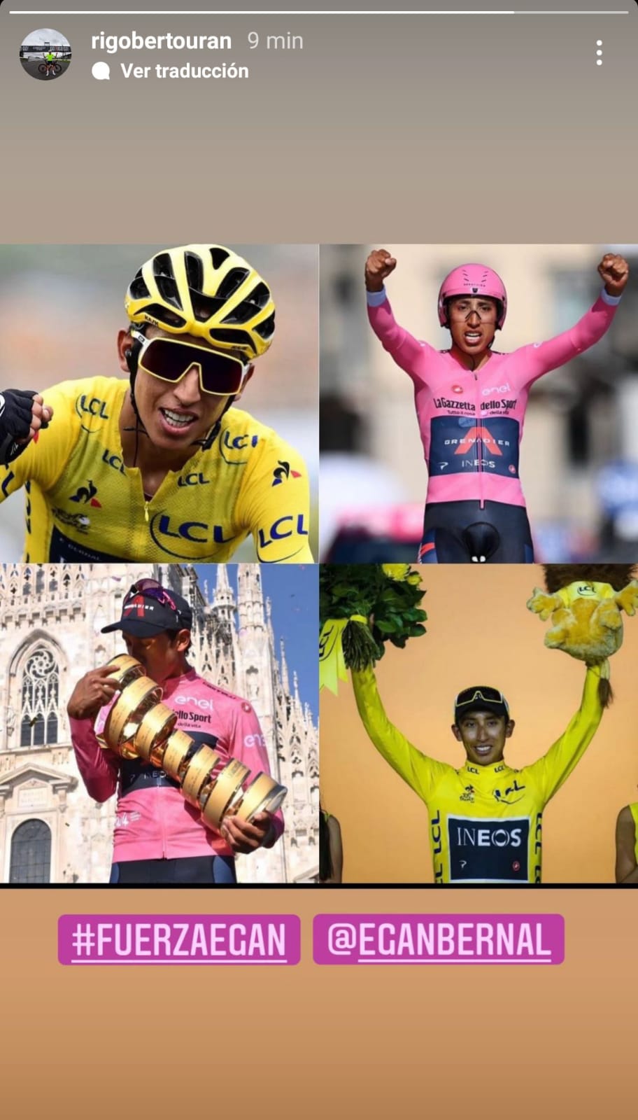 Rigoberto apoyó a Egan Bernal