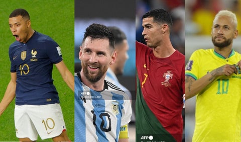Messi, Cristiano, Neymar y Mbappé