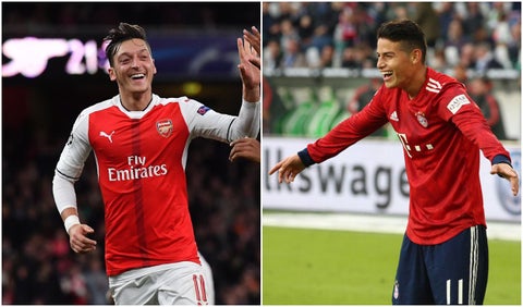 Mesut Ozil y James Rodríguez