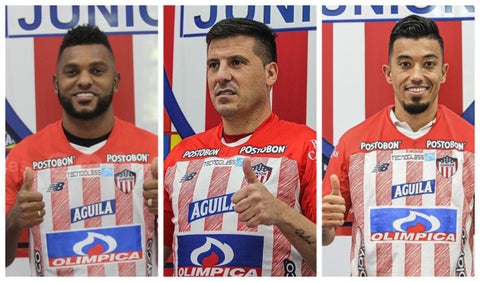 Miguel Borja, Juan Cruz Real y Fernando Uribe