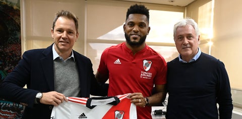 Miguel Borja tras fichar por River Plate