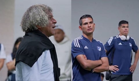 Gamero y jugadores de Millonarios