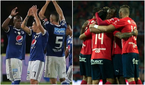 Jugadores de Millonarios e Independiente Medellín