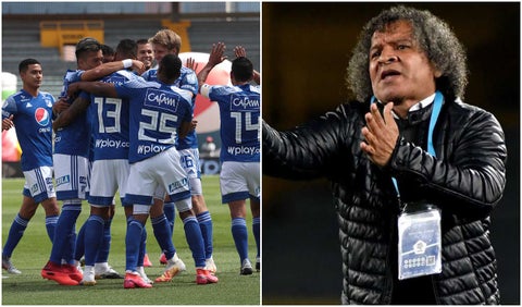 Millonarios y su técnico Alberto Gamero