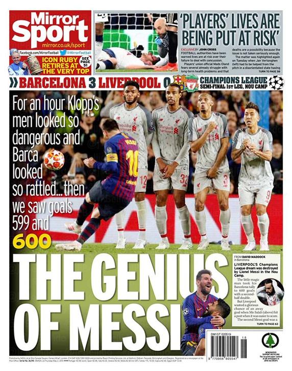 Mirror Sport con Messi en portada.