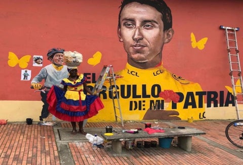 Muro en Zipaquirá en honor a Egan Bernal