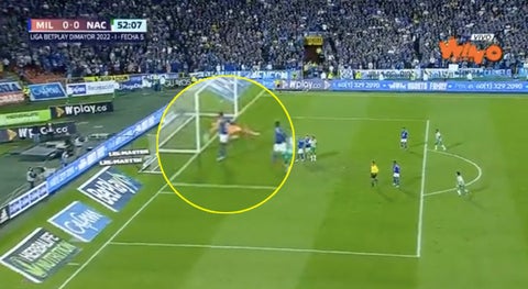 Nacional v Millonarios, casi gol olímpico, Liga Betplay cuadrangulares