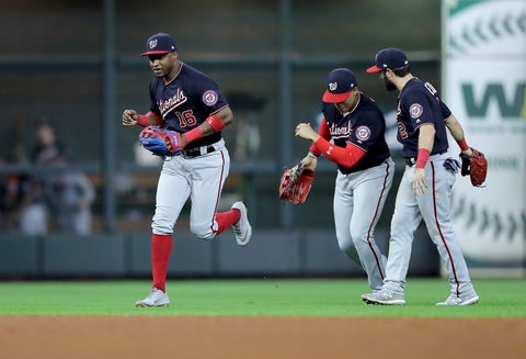 Nacionales de Washington celebrando la igualdad en la Serie Mundial