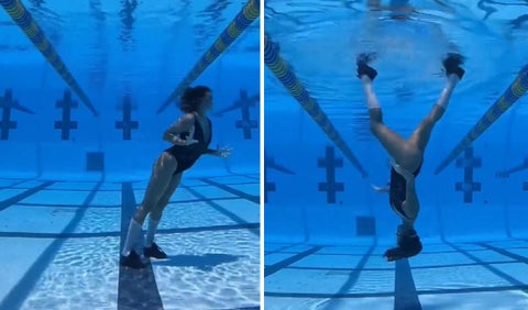Nadadora bailando como Michael Jackson