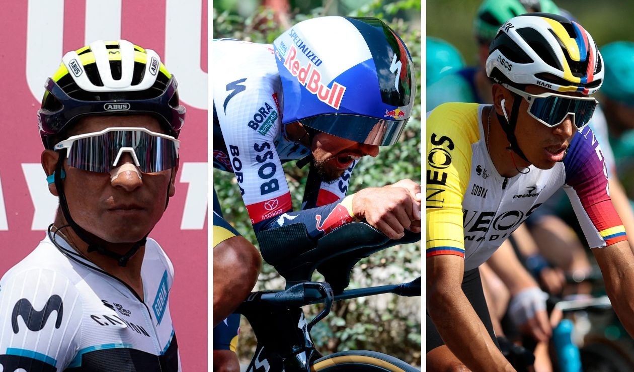 Nairo Quintana, Daniel Felipe Martínez y Egan Bernal
