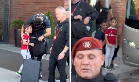 Niño salta la valla de seguridad para saludar a Cristiano Ronaldo