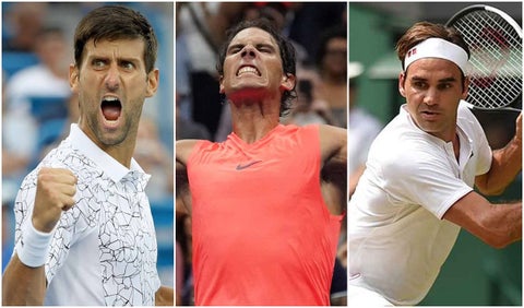 Novak Djokovic, Rafael Nadal y Roger Federer