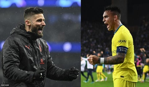 Oliver Giroud y Lautaro Martínez