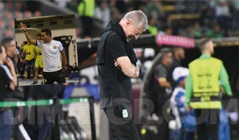 Paulo Autuori y Lucas González dirigiendo un partido en Liga Betplay