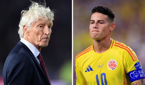 José Pékerman y James Rodríguez en la selección Colombia
