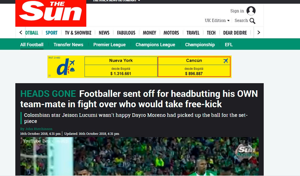 Reseña del diario The Sun acerca de la pelea entre Lucumí y Dayro Moreno