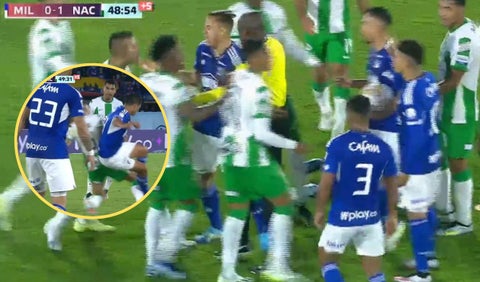 Pelea entre hinchas de Independiente Medellín y Nacional en la previa del clásico